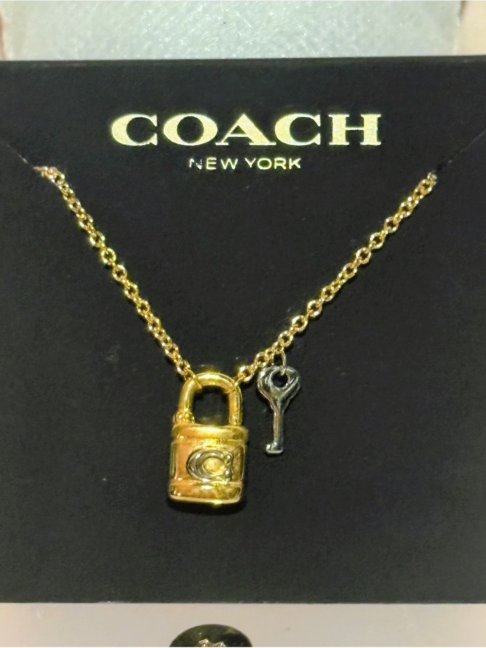 Coach Gold-Tone Padlock & Key Pendant Necklace